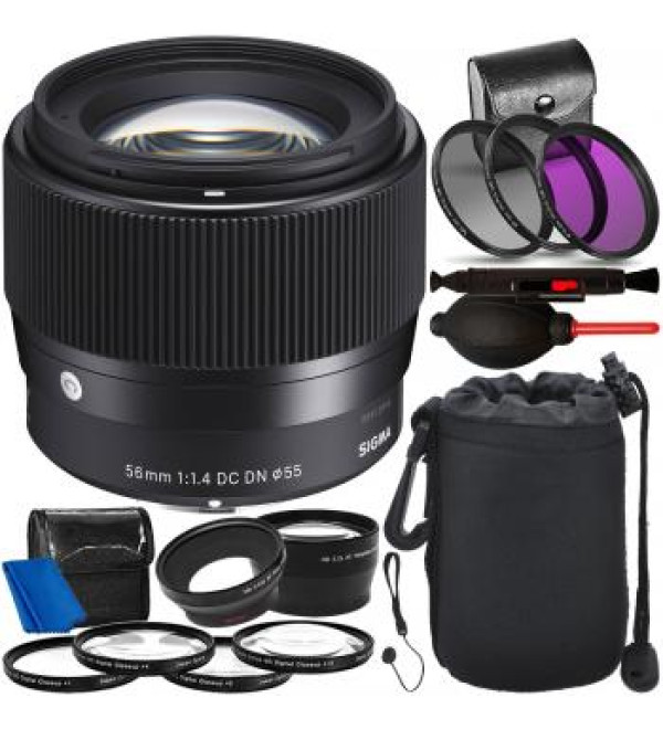 Sigma 56mm f/1.4 DC DN Contemporary Lens for Sony E with Accessory Bundle