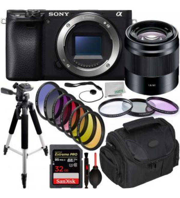 Sony Alpha a6400 Mirrorless Digital Camera with Sony 50mm Lens & Essential Accessory Bundle