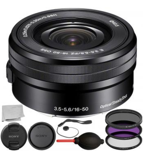 Sony E PZ 16?50mm f/3.5?5.6 OSS (White Box) with 6PC Accessory Bundle