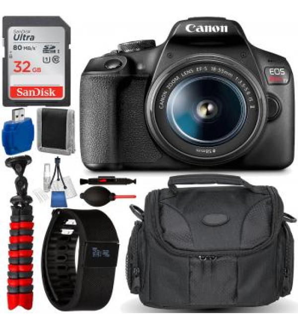 Canon EOS Rebel T7 DSLR Camera with 18-55mm Lens Accessory Bundle with Free Promotional Sports Fitness Activity Tracker