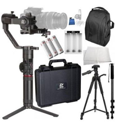 Zhiyun-Tech Crane-2 3-Axis Stabilizer with Follow Focus for Select Canon DSLRs 10PC Accessory Bundle – Includes Manufacturer Accessories + Deluxe Backpack + MORE