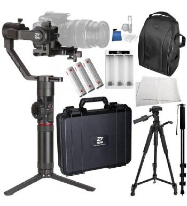 Zhiyun-Tech Crane-2 3-Axis Stabilizer with Follow Focus for Select Canon DSLRs 10PC Accessory Bundle – Includes Manufacturer Accessories + Deluxe Backpack + MORE