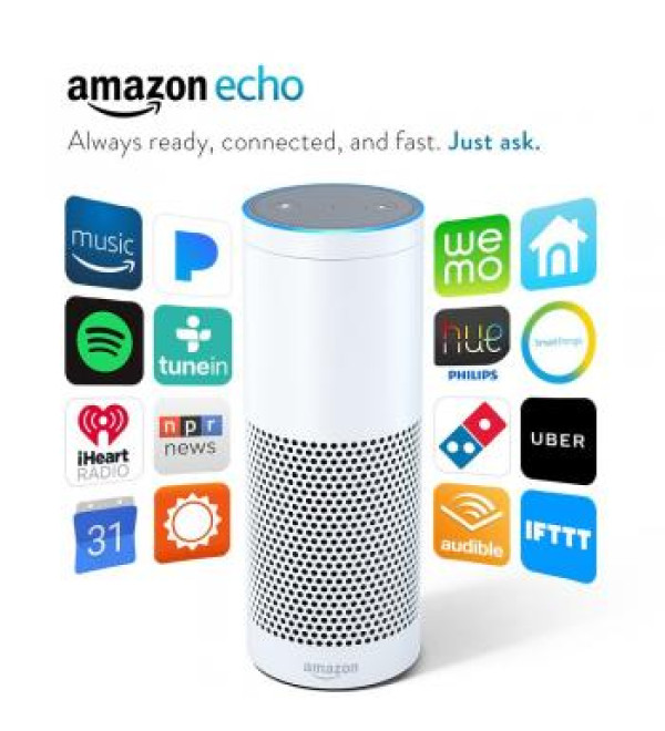 Amazon Echo Smart Speaker with Voice Recognition - White