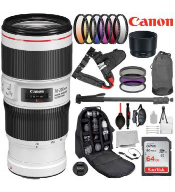 Canon EF 70-200mm f/4L IS II USM Lens - 2309C002 with 18pc Advanced Lens Bundle