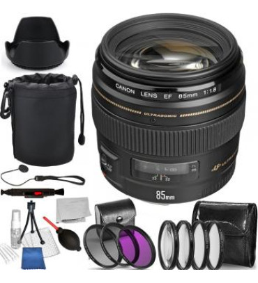Canon EF 85mm f/1.8 USM Lens - 2519A003 with Deluxe Bundle
