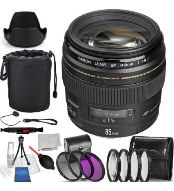 Canon EF 85mm f/1.8 USM Lens - 2519A003 with Deluxe Bundle
