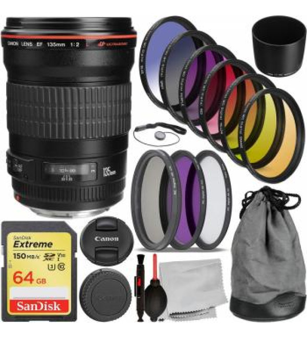 Canon EF 135mm f/2L USM Lens - 2520A004 with Essential Accessory Bundle