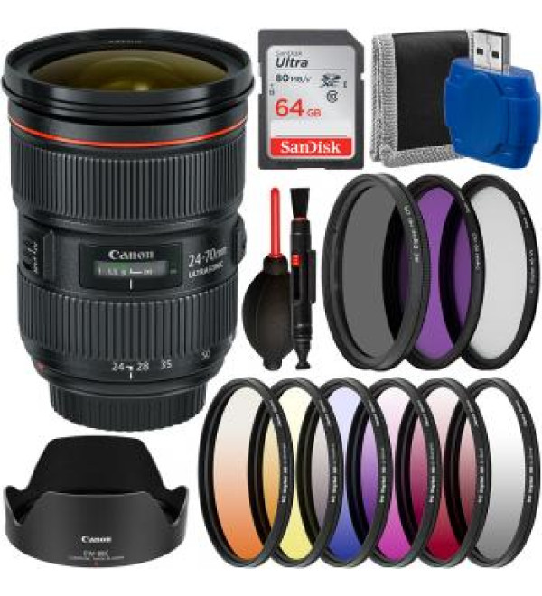 Canon 24-70mm F/2.8L II USM Lens - 5175B002 with Must Have Bundle