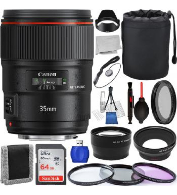 Canon EF 35mm f/1.4L II USM Lens - 9523B002 with Accessory Bundle