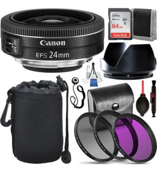 Canon EF-S 24mm f/2.8 STM Lens - 9522B002 with Deluxe Starter Bundle