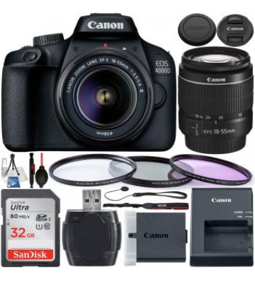 Canon EOS 4000D DSLR Camera with 18-55mm III Lens - 3011C003 & Starter Accessory Bundle
