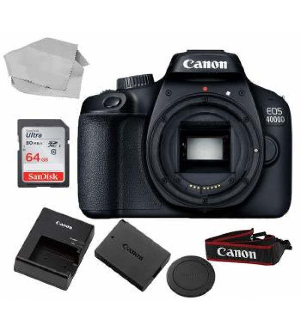 Canon EOS 4000D/Rebel T100 Body Only with Free SanDisk Ultra 64GB Memory Card