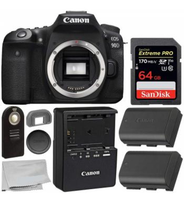 Canon EOS 90D DSLR Camera (Body Only) - 3616C002 with Starter Bundle