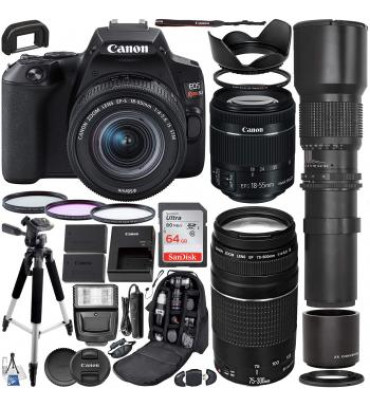Canon EOS Rebel T7 DSLR Camera with EF-S 18-55mm - 2727C002 and 500mm Preset Lens with 2x Teleconverter (1000mm) & Premium Accessory Bundle
