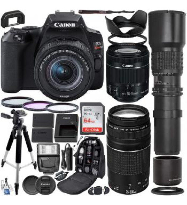 Canon EOS Rebel T7 DSLR Camera with EF-S 18-55mm - 2727C002 and 500mm Preset Lens with 2x Teleconverter (1000mm) & Premium Accessory Bundle