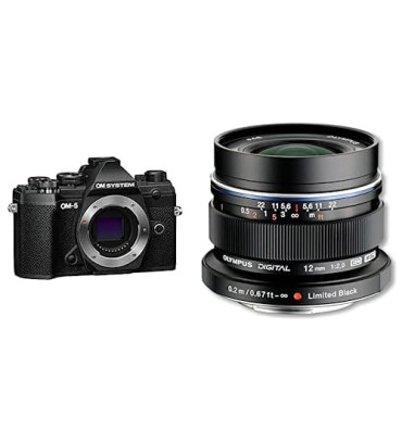 OM SYSTEM OM-5 Mirrorless Camera with M. Zuiko Digital ED 12mm f/2 Lens (Black)