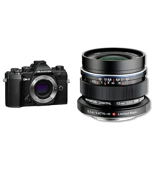 OM SYSTEM OM-5 Mirrorless Camera with M. Zuiko Digital ED 12mm f/2 Lens (Black)