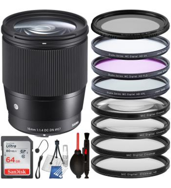 Sigma 16mm f/1.4 DC DN Contemporary Lens for Micro Four Thirds - 402963 & Essential Accessory Bundle