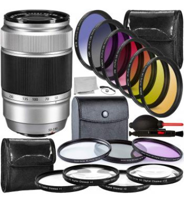 FUJIFILM XC 50-230mm f/4.5-6.7 OIS II Lens (Silver) - 16460795 with Accessory Bundle