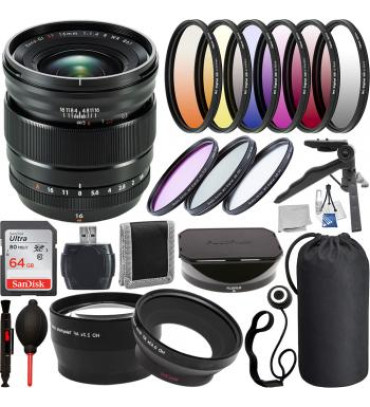 FujiFilm XF 16mm F/1.4 R WR Lens - 16463670 with Accessory Bundle