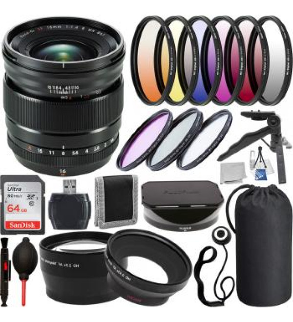 FujiFilm XF 16mm F/1.4 R WR Lens - 16463670 with Accessory Bundle