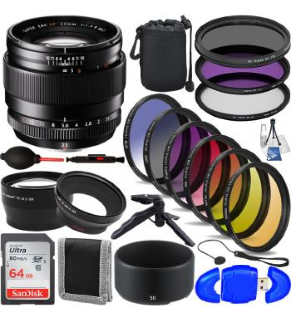 FujiFilm XF 23mm f/1.4 R Lens - 16405575 with Accessory Bundle