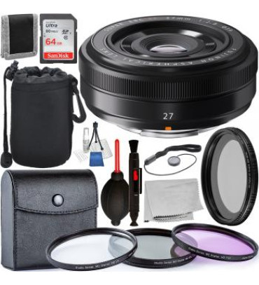 FUJIFILM XF 27mm f/2.8 Lens (Black) - 16389123 with Advanced Lens Bundle