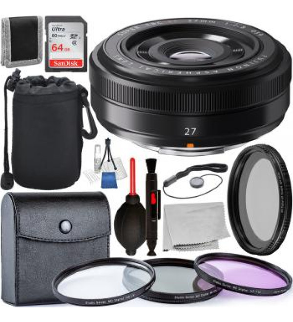 FUJIFILM XF 27mm f/2.8 Lens (Black) - 16389123 with Advanced Lens Bundle