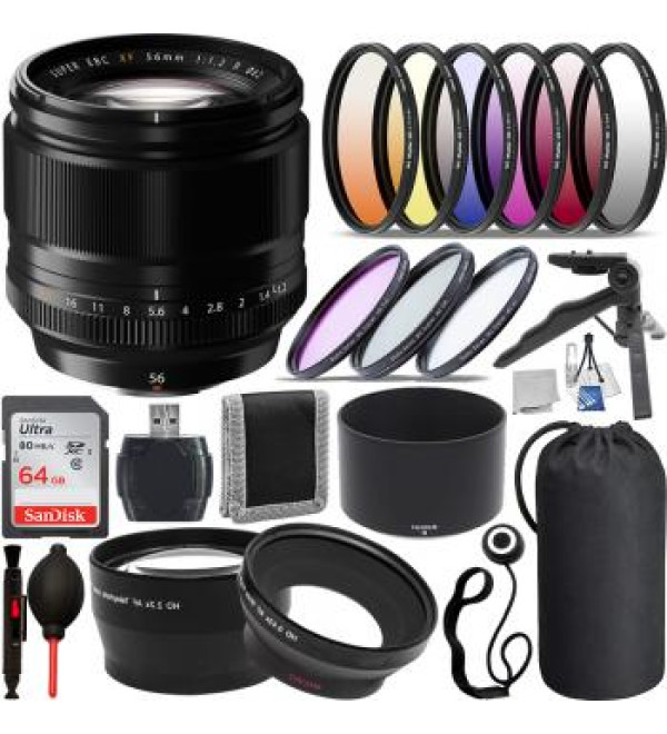 FujiFilm XF 56mm f/1.2 R Lens - 16418649 with Accessory Bundle