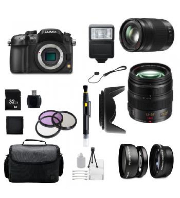 Panasonic Lumix DMC-GH3 Mirrorless Micro Four Thirds Digital Camera Platinum Bundle with: 12-35mm f/2.8 Asph. Lens & 35-100mm f/2.8 Lumix G Vario Zoom Lens