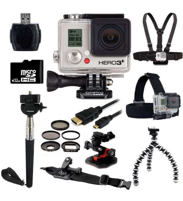 GoPro HERO3+ Black Edition Camera + Outdoor Kit Bundle