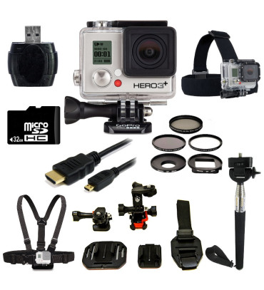 GoPro HERO3+ Silver Edition Camera + Helmet Kit Bundle