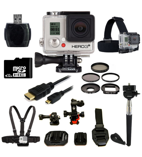 GoPro HERO3+ Silver Edition Camera + Helmet Kit Bundle