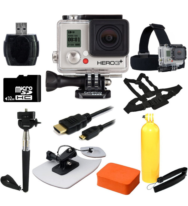 GoPro HERO3+ Silver Edition Camera + Surf Kit Bundle