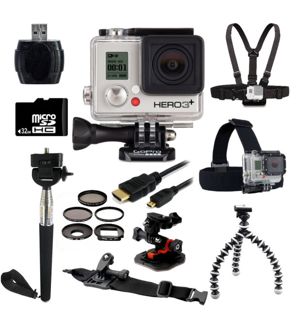 GoPro HERO3+ Silver Edition Camera + Outdoor Kit Bundle