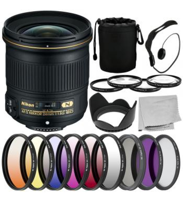 Nikon AF-S FX NIKKOR 24mm f/1.8G ED Lens - 20057 with Essential Bundle
