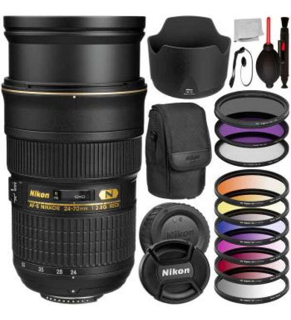 Nikon AF-S Nikkor 24-70mm f/2.8G ED Lens -2164 with Essential Accessory Bundle