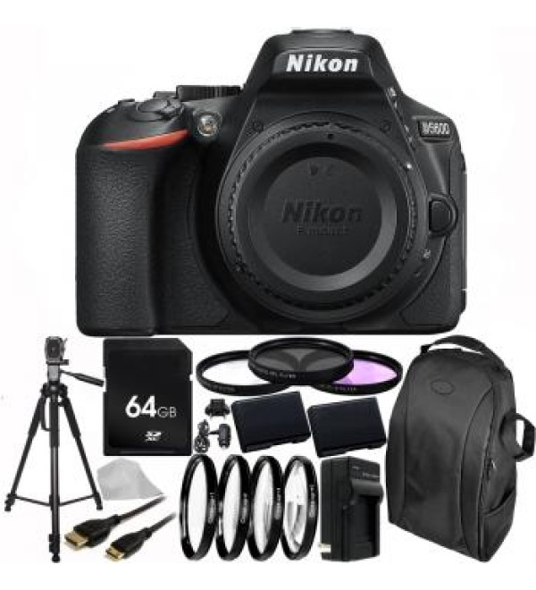 Nikon D5600 DSLR Camera (Body Only) 64GB Advanced Bundle With 2 Extra Batteries