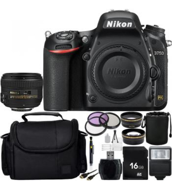 Nikon D750 DSLR Camera with Nikon AF S Nikkor 50mm f/1.4G Autofocus Lens + Custom Professional Bundle