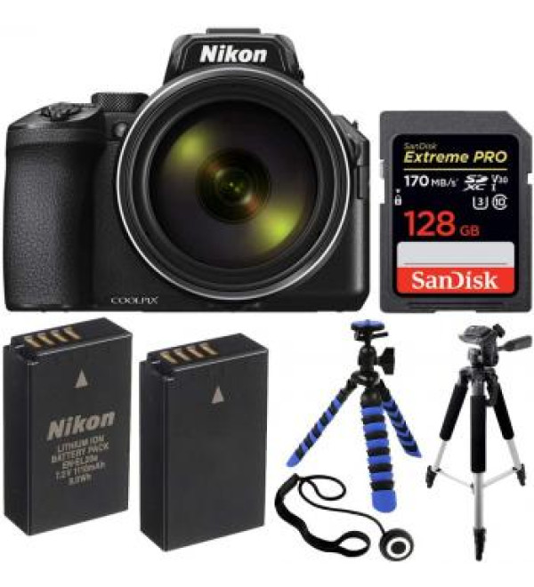 Nikon COOLPIX P950 Digital Camera with Deluxe Accessory Bundle; Includes: SanDisk 128GB Extreme PRO Memory Card, Spare ENEL20 Replacement Battery, and More