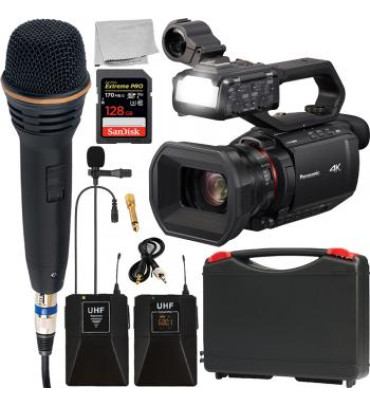 Panasonic HC-X2000 UHD 4K 3G-SDI/HDMI Pro Camcorder with Wireless Microphone Kit