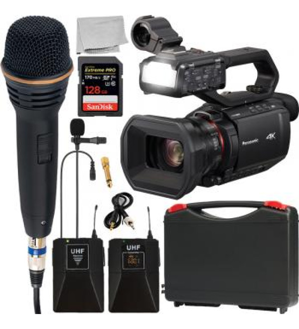 Panasonic HC-X2000 UHD 4K 3G-SDI/HDMI Pro Camcorder with Wireless Microphone Kit