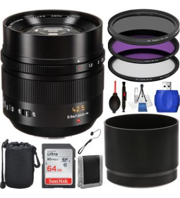 Panasonic Leica DG Nocticron 42.5mm f/1.2 ASPH. POWER O.I.S. Lens - H-NS043 Essential Bundle