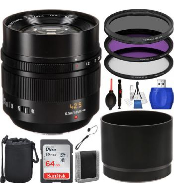Panasonic Leica DG Nocticron 42.5mm f/1.2 ASPH. POWER O.I.S. Lens - H-NS043 Essential Bundle
