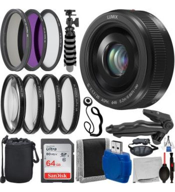 Panasonic Lumix G 20mm f/1.7 II ASPH. Lens - H-H020AK Advanced Bundle
