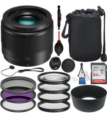 Panasonic Lumix G 25mm f/1.7 ASPH. Lens - H-H025K Must Have Bundle