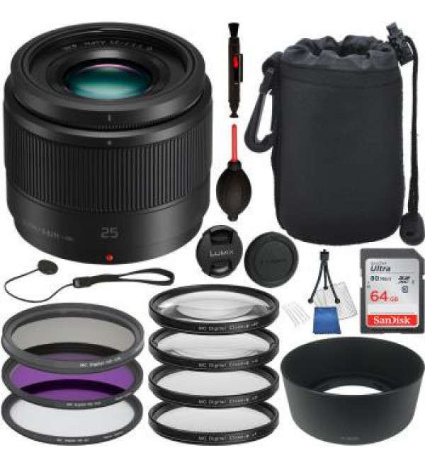 Panasonic Lumix G 25mm f/1.7 ASPH. Lens - H-H025K Must Have Bundle