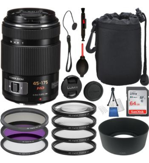 Panasonic Lumix G X Vario PZ 45-175mm f/4-5.6 ASPH. POWER O.I.S. Lens - H-PS45175K Must Have Bundle