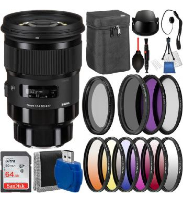 Sigma 50mm f/1.4 DG HSM Art Lens for Sony E - 311965 with Must Have Bundle