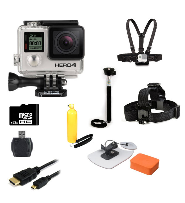 GoPro Hero4 Silver Edition Camera + Surf Kit Bundle